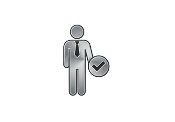 Isolated Business Man Icon with Check Mark Approval