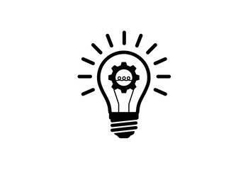 Isolated Light Bulb with Gear Inside Innovation Concept