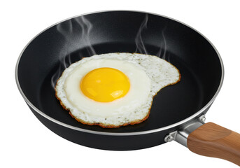 Isolated Fried Egg in Pan with Steam