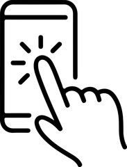 Finger touching smartphone screen icon
