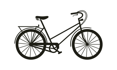 City bicycle black silhouette icon. Citybike as an ecological and healthy urban transport.