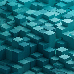 Obraz premium Abstract teal cube geometric pattern with no people. Abstract pattern with various size and heights of cubes.