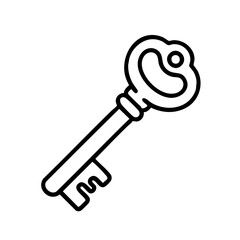 Minimalist Golden Key Emoji Vector – Detailed Handle with Metallic Texture on White Background