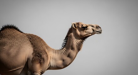 Camel portrait in bright desert light
