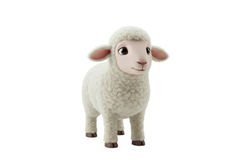 Isolated Cute Lamb Cartoon Character with Woolly Texture