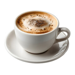 Aromatic Cappuccino in White Cup on Saucer