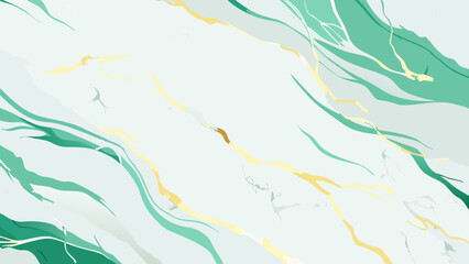 Fototapeta premium Vector art of a white marble texture with gold and green accents creates an elegant and modern background