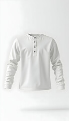 White Long Sleeve Shirt with Buttons Isolated on White Background