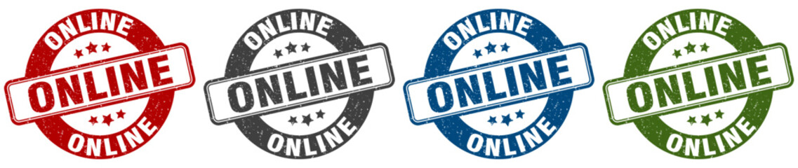 online stamp. online round stamp set isolated on white background