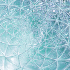 Abstract fractal art background resembling a dome of ice, glass or crystal.