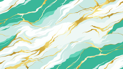 Vector art of the abstract marble background features a blend of aqua and white hues with golden veins creating a luxurious texture
