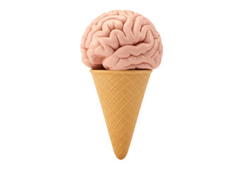 Isolated Brain Ice Cream Cone Creative Concept