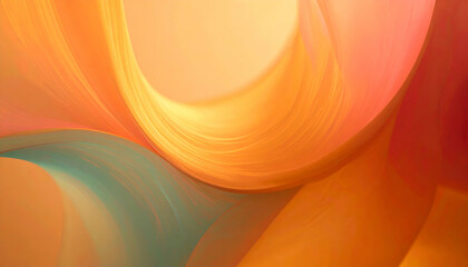 Abstract swirls of orange and blue create a warm, flowing visual experience.