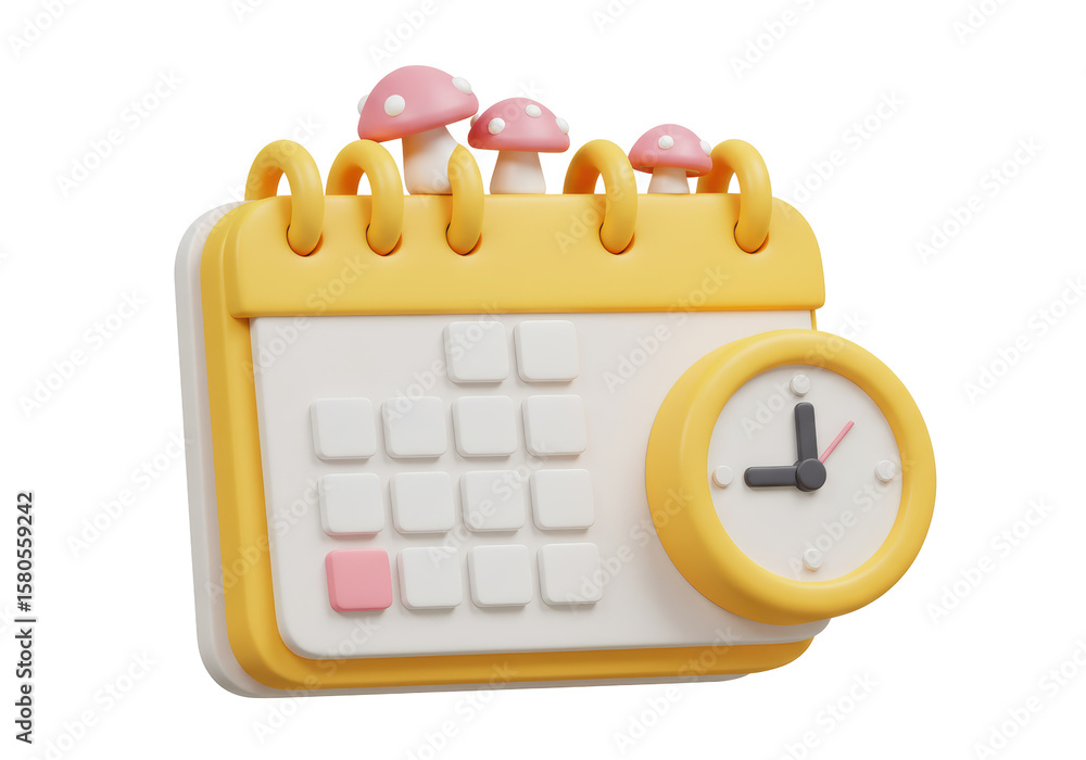Poster isolated calendar with clock time management schedule