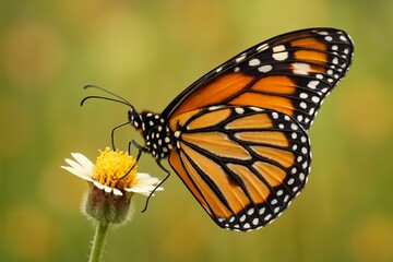 Fototapeta premium monarch butterfly landing on a wildflower, m