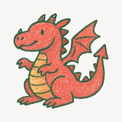 Naklejka premium Cute crayon dragon illustration