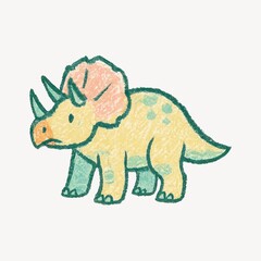 Cute crayon dinosaur illustration