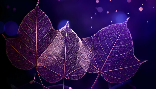 Delicate purple leaves with intricate veins against a soft, blurred background.