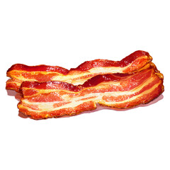 Crispy Brown Bacon Strips on Transparent Background