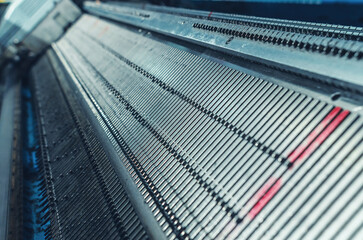 Knitting machine. Knitting and weaving machines in textile industry. Production of knitted products.