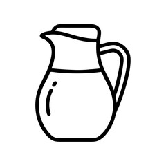 Transparent glass pitcher filled with water in minimalist style  