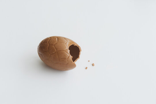 Half eaten hollow chocolate easter egg
