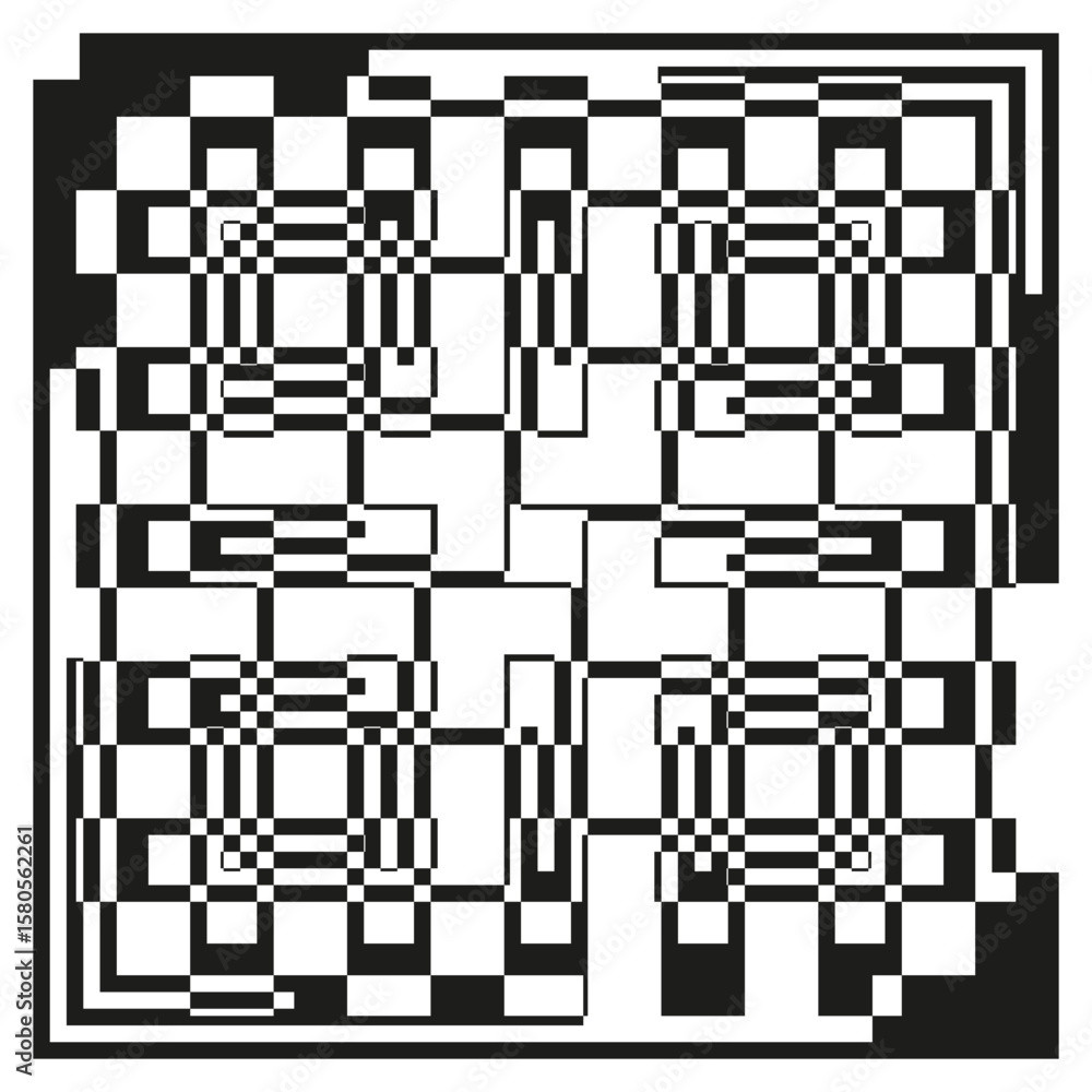 Poster checkerboard pattern illustration. abstract square design. optical art vector. black white grid.
