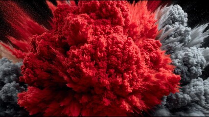 Vibrant explosion of red and gray smoke creates dynamic visual energy, showcasing captivating abstract movement and dramatic impact in every frame - Powered by Adobe