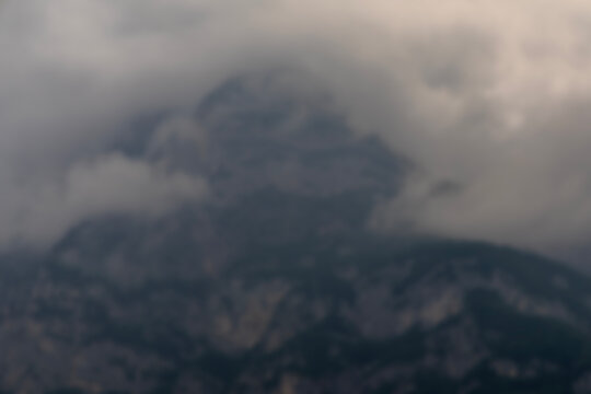 Paganella mountain, Trydent. Panorama of the Alpine Mountains in South Tyrol, Italy. Blurred background