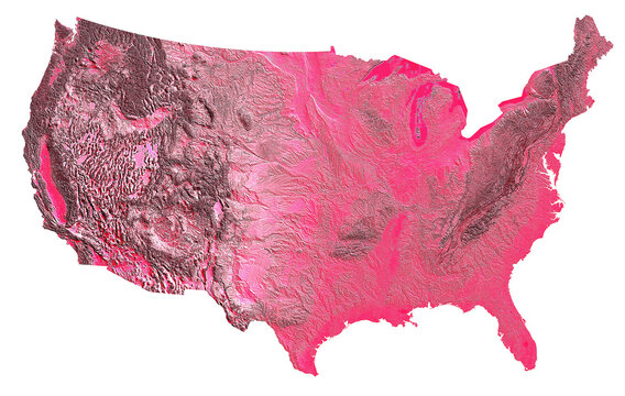 USA United States Relief Elevation 3D Doppler rays model