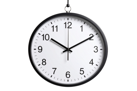 Minimal Hanging Wall Clock with Clean White Face, Isolated on Transparent Background - Powered by Adobe
