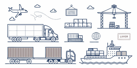 set of transport icons