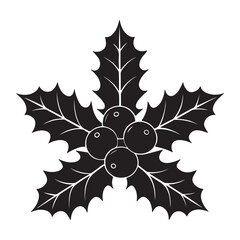 Silhouette Christmas holly leaves with red berries vector illustration design