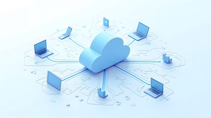 conceptual illustration of cloud sync and seamless file sharing technology.