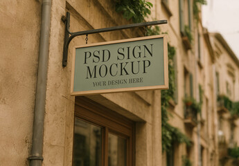 Hanging Shop Sign Mockup