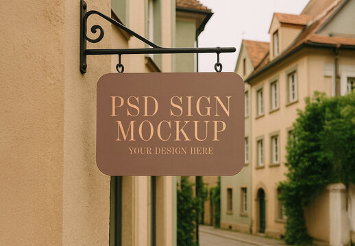 Hanging Shop Sign Mockup
