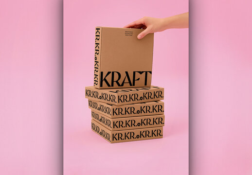 Stacked Box Packaging Mockup with Model