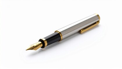 Golden Words: Fountain Pen Elegance on White