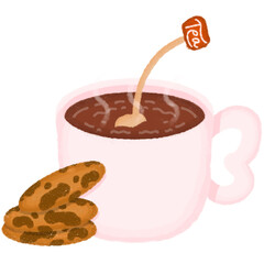 Cute Tea Cup with Cookies – Hand Drawn Doodle Illustration