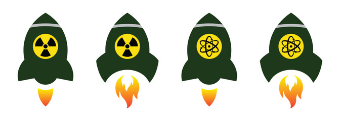 Nuclear missile set icon, vector illustration