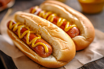 Street Food Hot Dog with Mustard