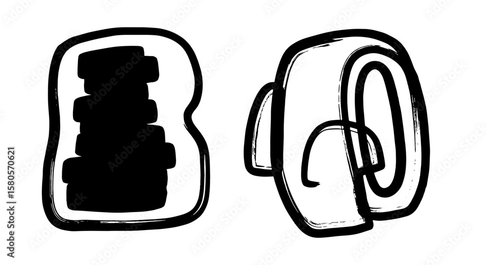 Poster brush drawing marker sketch element set. stack brush drawing, brush drawing line frame element set. 