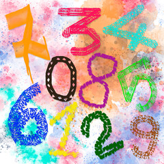 graffitis chiffres de 0 à 9, PNG fond transparent