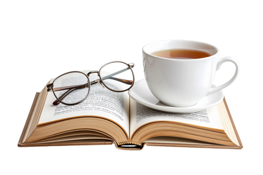 cup of coffee and books