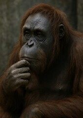 Obraz premium Thoughtful orangutan in nature