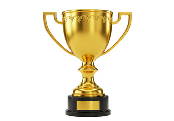 Realistic 3D Render of Golden Trophy Cup Isolated on Transparent Background