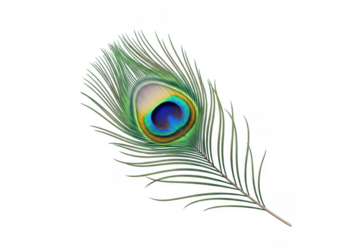 Isolated Peacock Feather on Transparent Background