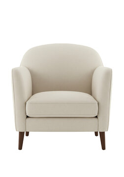Realistic 3D Rendering of Beige Armchair on Transparent Background