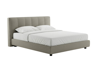 Obraz premium Realistic Bed With Pillows and Gray Upholstery on Transparent Background