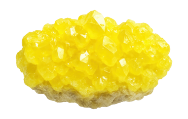 Raw sulfur specimen with bright yellow color and crystalline form
